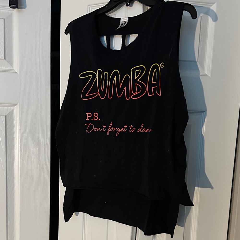 Zumba Fitness Black Muscle Tee with Vibrant Logo